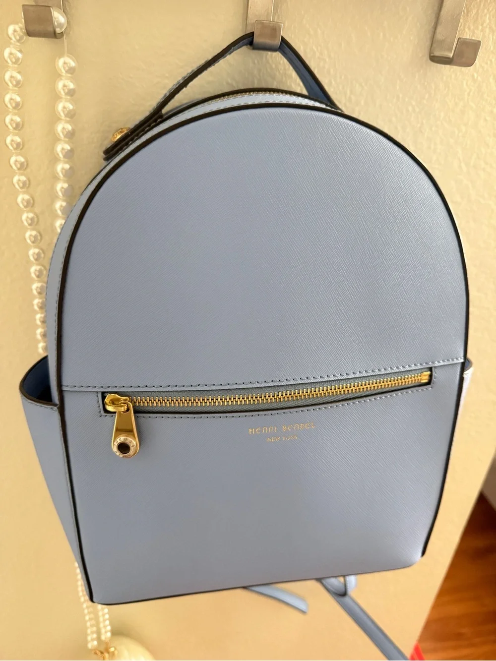 Henri Bendel Sky Blue Leather Mini Backpack